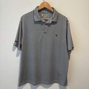 Local Boy Outfitters Polo Shirt Large  Black Striped Performance Stretch Golf